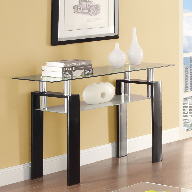 48'' Black Glass Top Rectangular Coffee Table