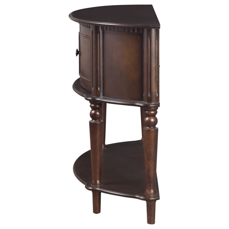 Alyssa 38'' Brown Wood Demilune Console Table with Storage