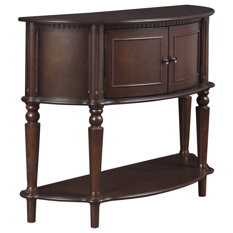 Alyssa 38'' Brown Wood Demilune Console Table with Storage