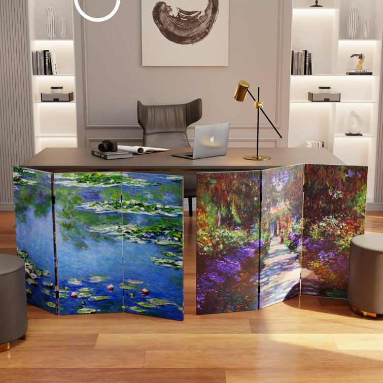 Monet Garden Multicolor Canvas Folding Screen