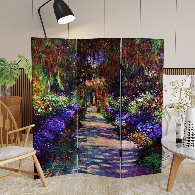 Claude Monet Water Lilies and Garden Canvas Folding Screen