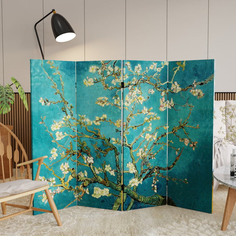 Van Gogh Almond Blossoms and Wheat Field Folding Screen, 3 ft, Multicolor Canvas