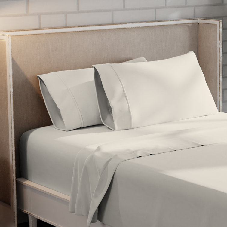 King Ivory Cotton Percale Pillowcase Set