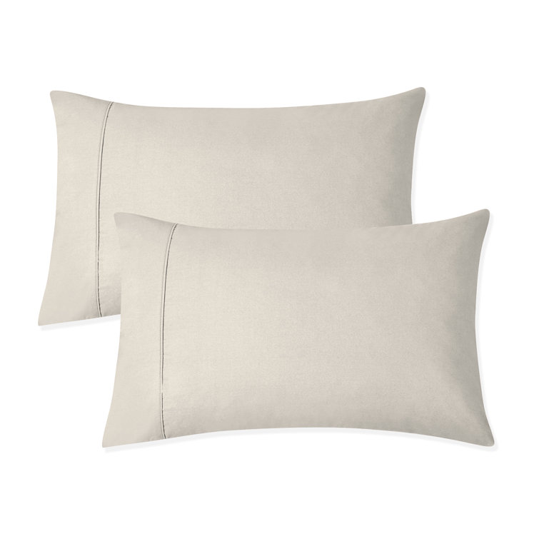 King Ivory Cotton Percale Pillowcase Set