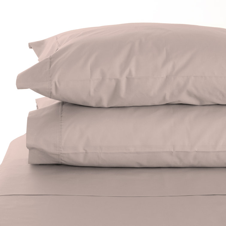 Blush Cotton Percale Standard Pillowcases, 400 Thread Count