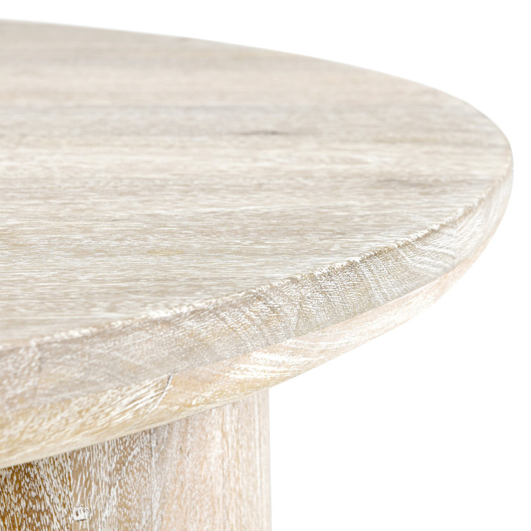 Beau 40" Round White Wash Mango Wood Coffee Table