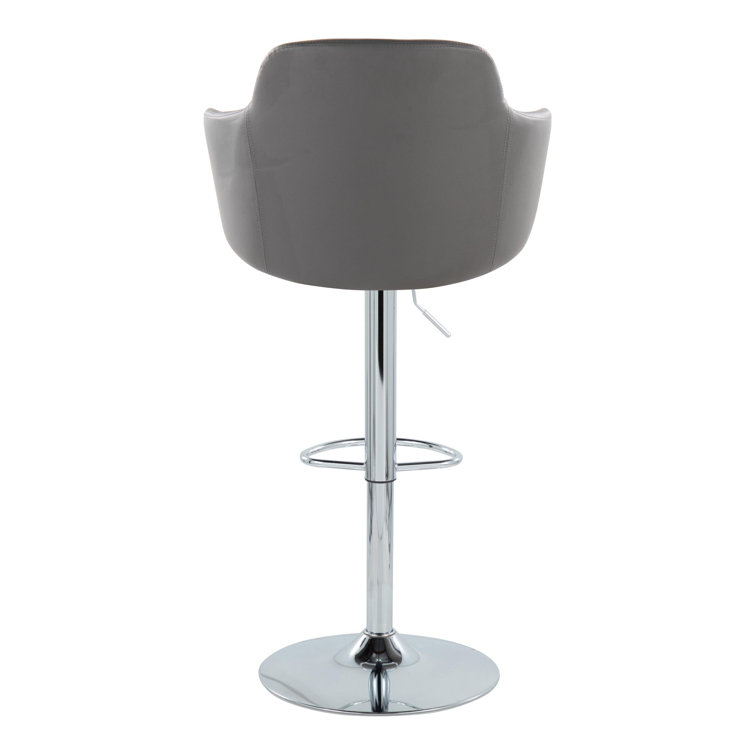 Boyne Gray Faux Leather Adjustable Swivel Bar Stool Set