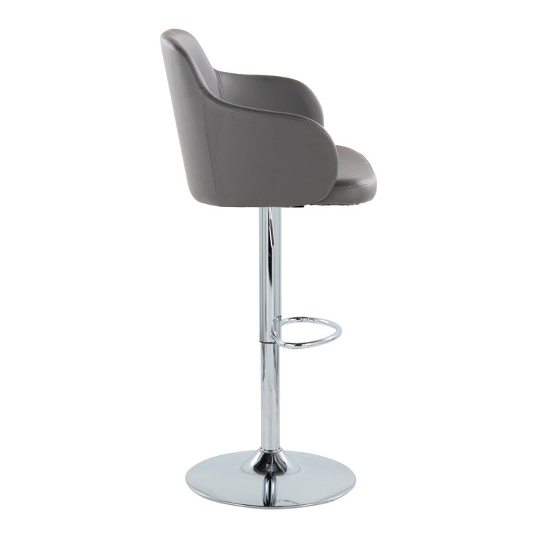 Boyne Gray Faux Leather Adjustable Swivel Bar Stool Set