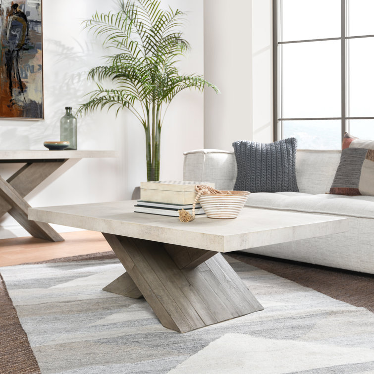 Albion 54'' Gray and Cream Transitional Rectangular Coffee Table