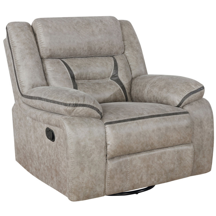Taupe Faux Leather Swivel Recliner with Lift