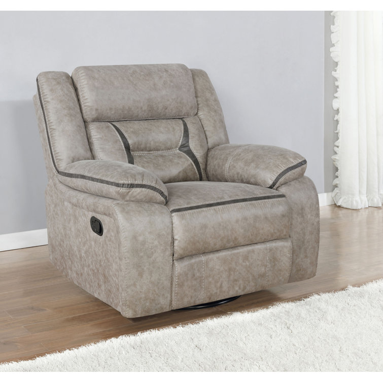 Taupe Faux Leather Swivel Recliner with Lift