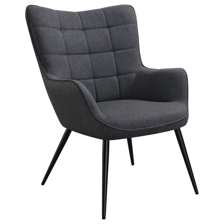 Dark Gray Metal Transitional Accent Chair with Flared Arms