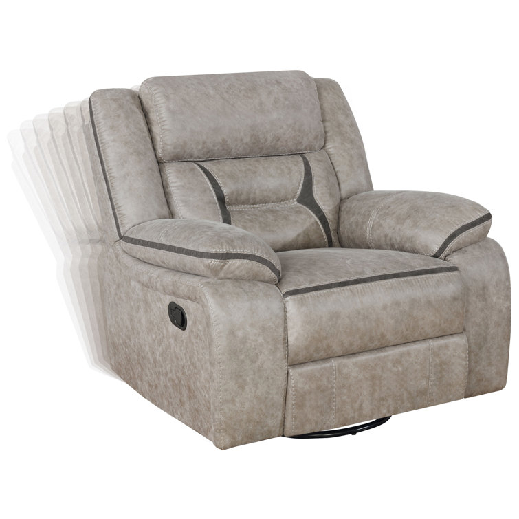 Taupe Faux Leather Swivel Recliner with Lift