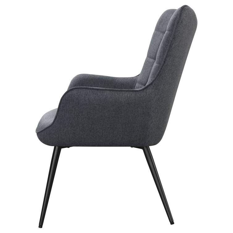 Dark Gray Metal Transitional Accent Chair with Flared Arms