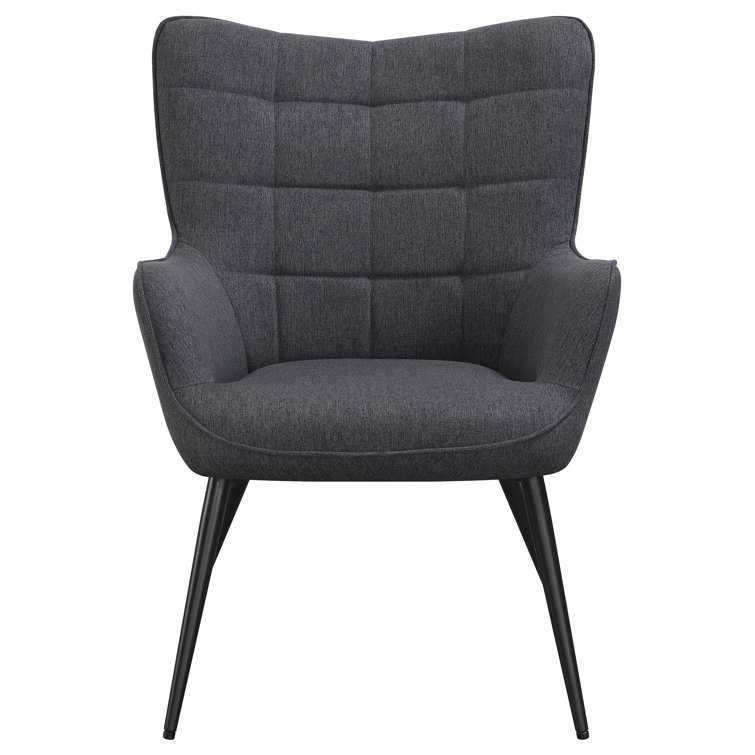 Dark Gray Metal Transitional Accent Chair with Flared Arms