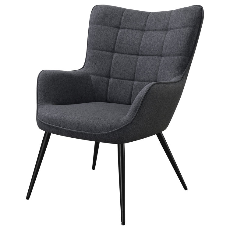 Dark Gray Metal Transitional Accent Chair with Flared Arms