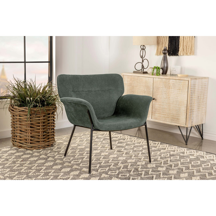 Ivy Green Woven Fabric Mid-Century Modern Accent Chair