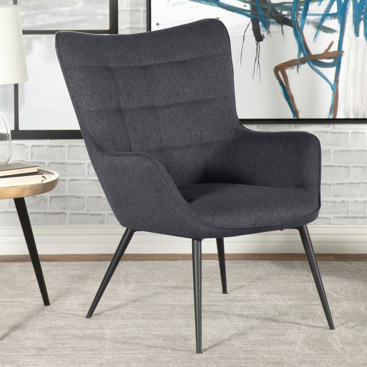 Dark Gray Metal Transitional Accent Chair with Flared Arms