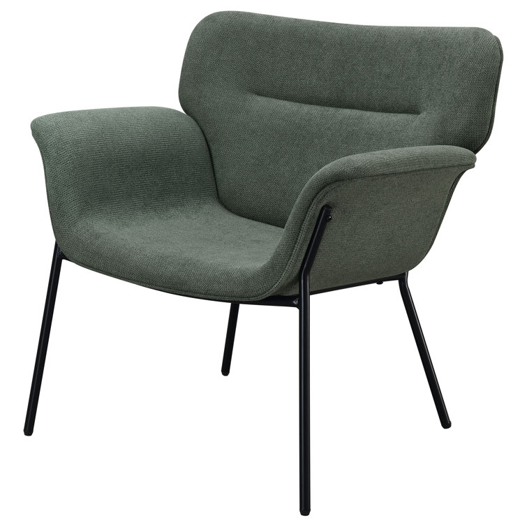 Ivy Green Woven Fabric Mid-Century Modern Accent Chair