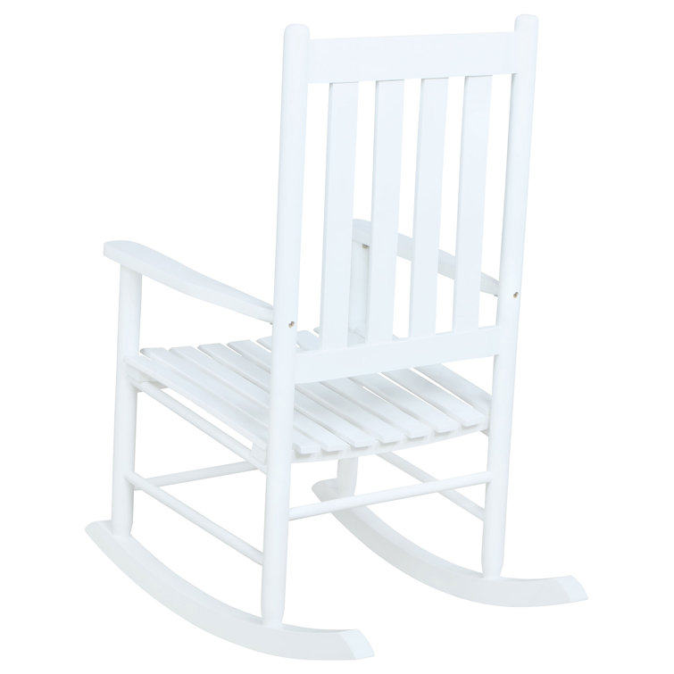 White Acacia Transitional Slat Back Rocking Chair