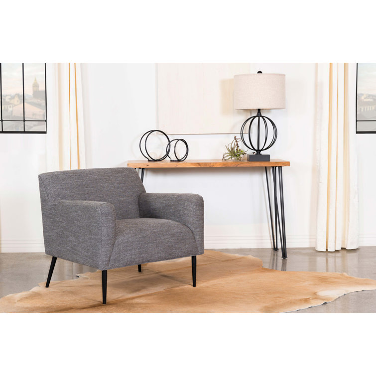 Mid-Century Modern Charcoal Gray Upholstered Accent Chair
