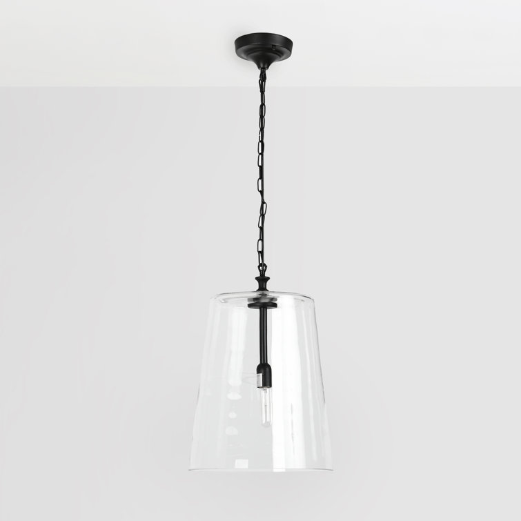 Matte Black Modern 14'' Glass Jar Pendant Light