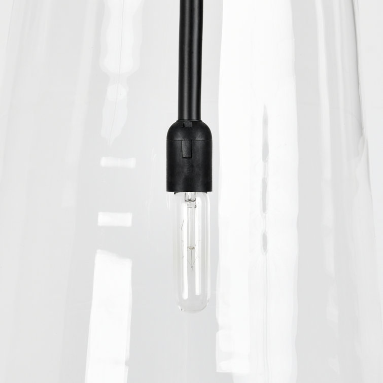 Matte Black Modern 14'' Glass Jar Pendant Light