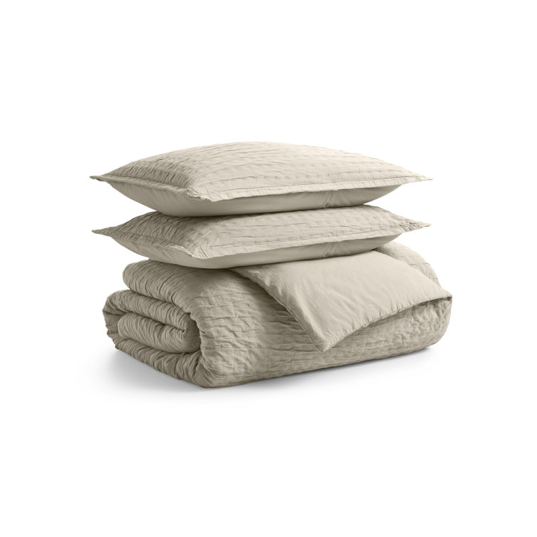 Putty Full Cotton Duvet Set with Queen Shams