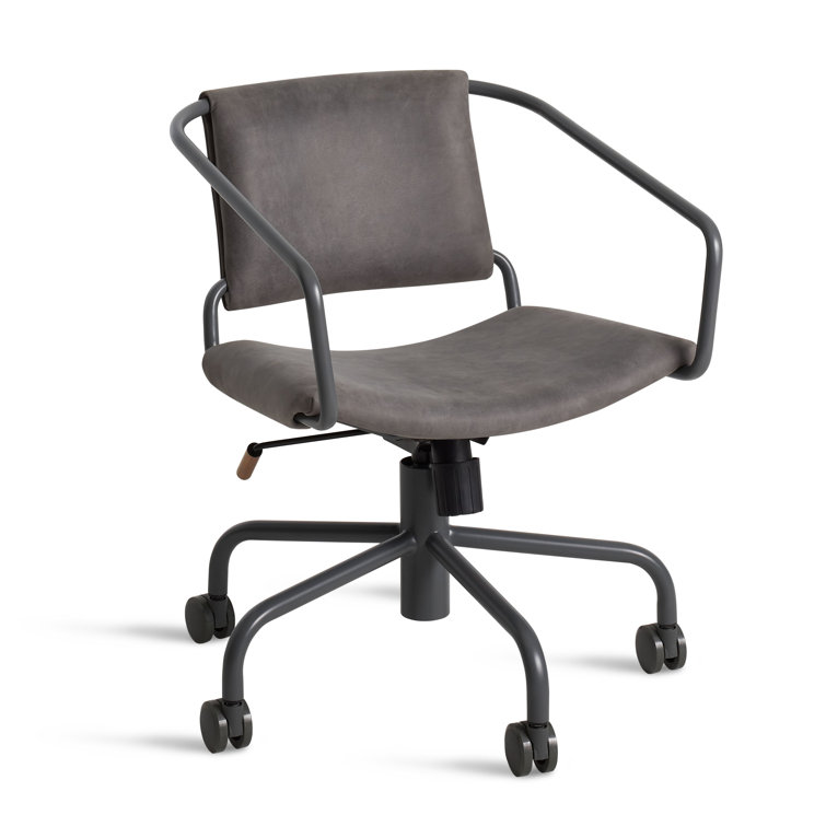 Slate Leather Swivel Task Chair with Steel Frame