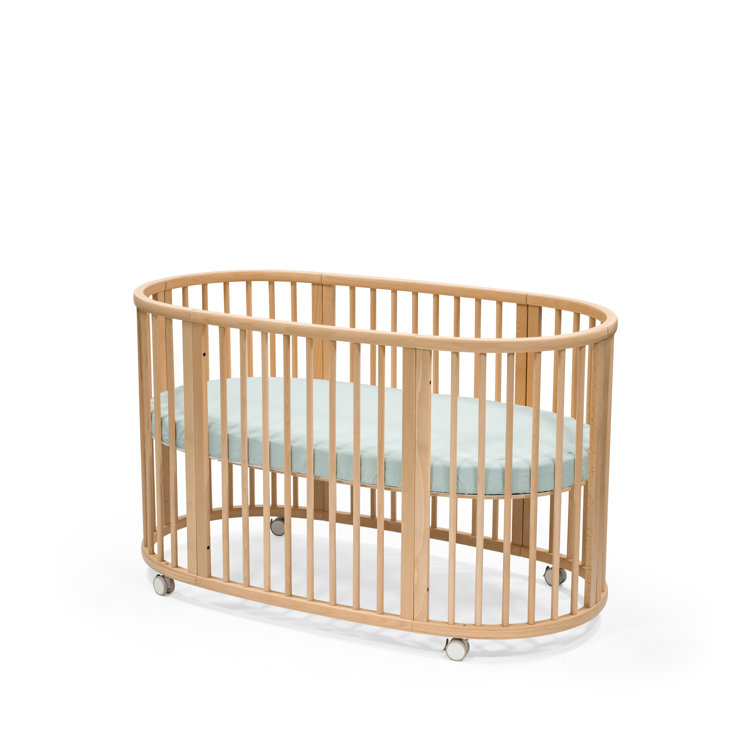 Sage Dots Cotton Percale Oval Crib Fitted Sheet