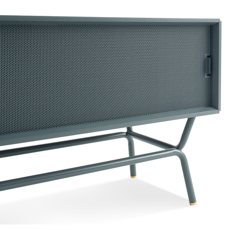 Marine Blue Long and Low Steel Buffet Table