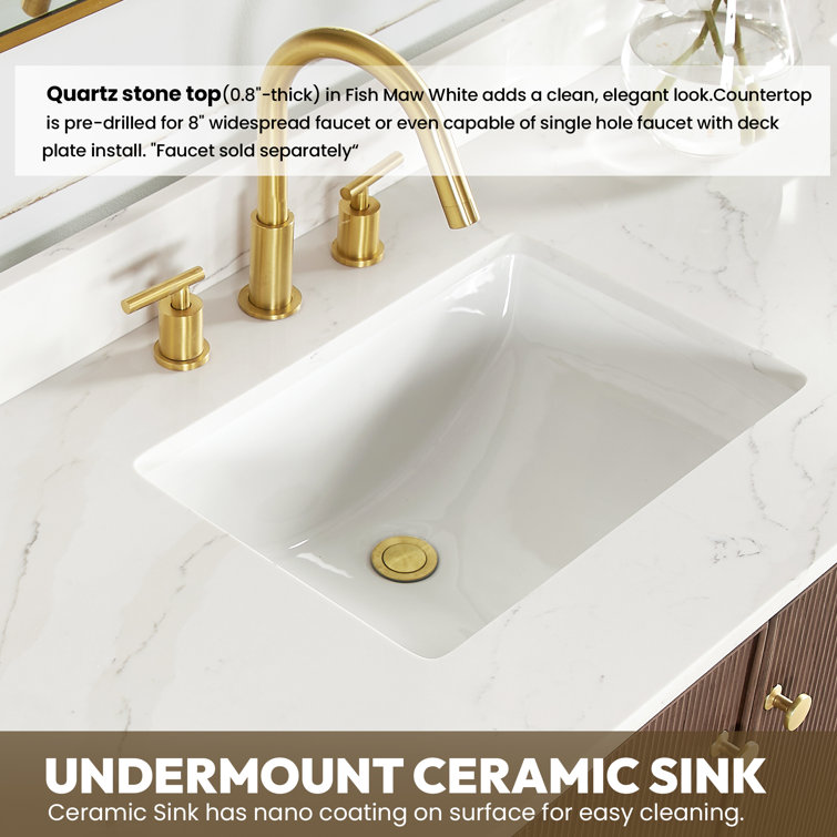 48'' Dark Brown Oak Freestanding Single Bathroom Vanity with Quartz Top