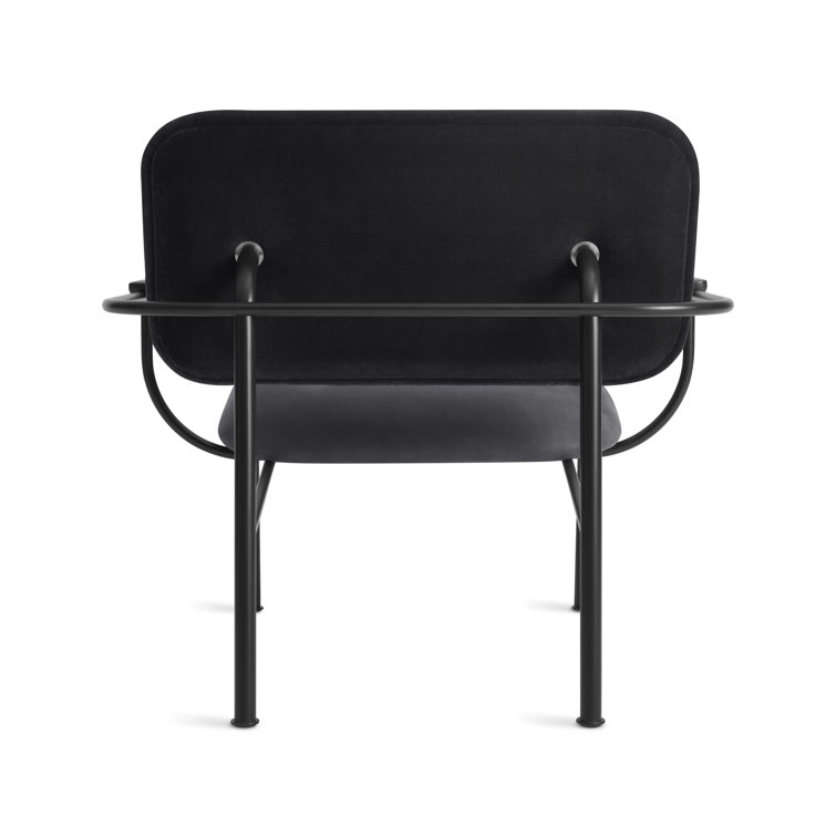 Ink Genuine Leather Modern Armchair with Wood Armrests