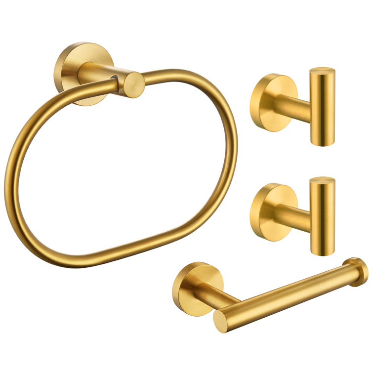 Brushed Gold 4-Piece Stainless Steel Bathroom Hardware Set