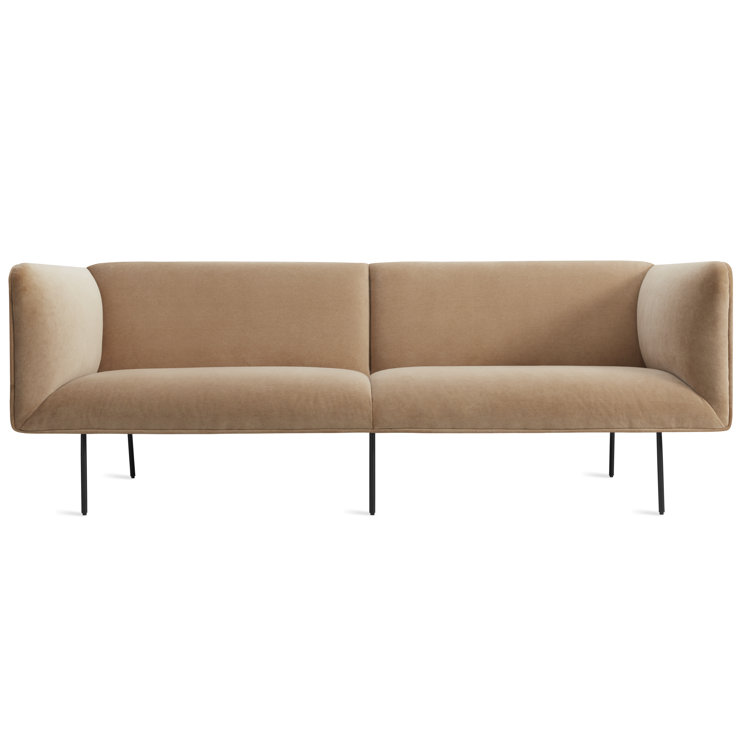 Camel Velvet Tight Back Sofa with Blackened Steel Legs