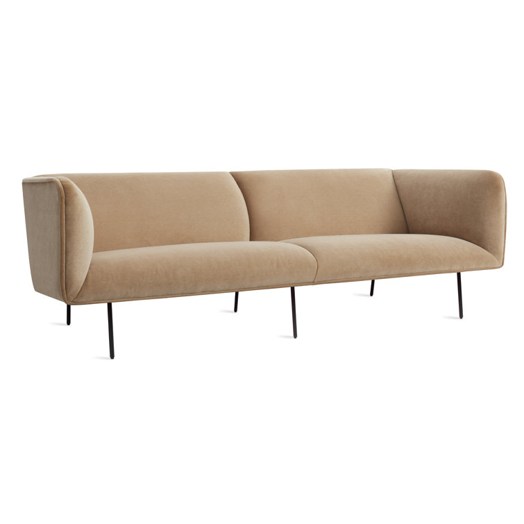 Camel Velvet Tight Back Sofa with Blackened Steel Legs