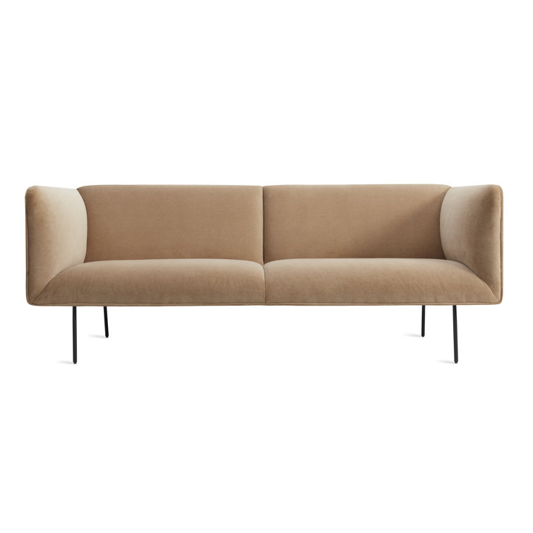 Camel Velvet Tight Back Sofa with Blackened Steel Legs