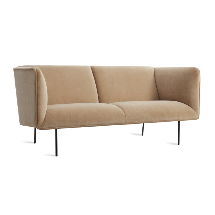 Camel Velvet Tight Back Sofa with Blackened Steel Legs