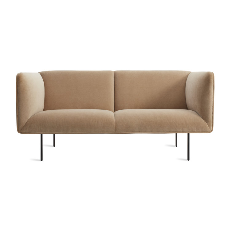 Camel Velvet Tight Back Sofa with Blackened Steel Legs