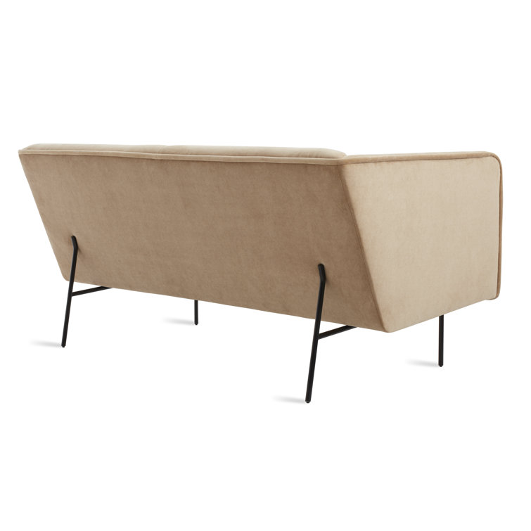 Camel Velvet Tight Back Sofa with Blackened Steel Legs