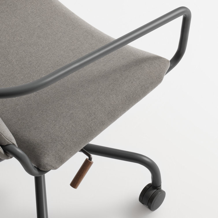 Gingrich Charcoal Swivel Daily Task Chair with Powder-Coated Steel Base