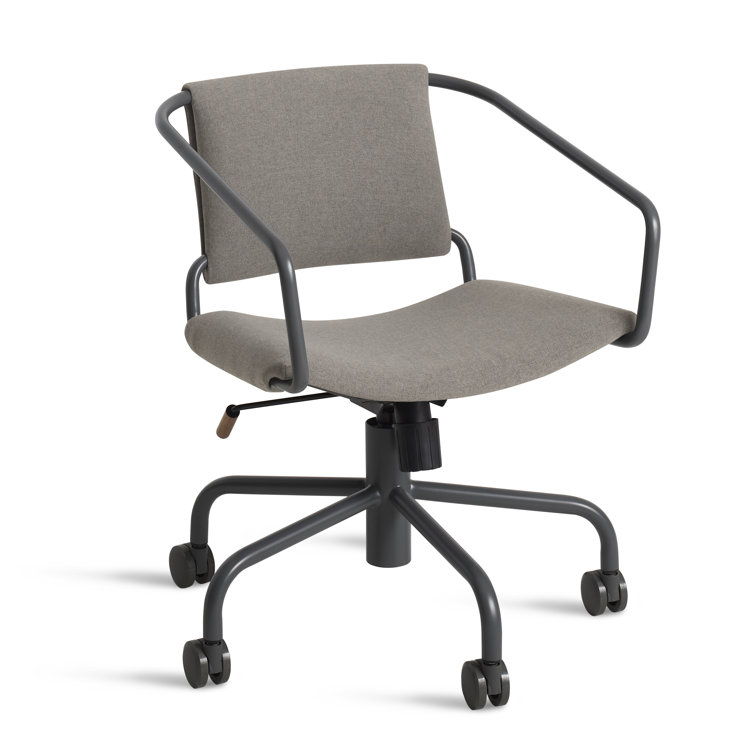 Gingrich Charcoal Swivel Daily Task Chair with Powder-Coated Steel Base