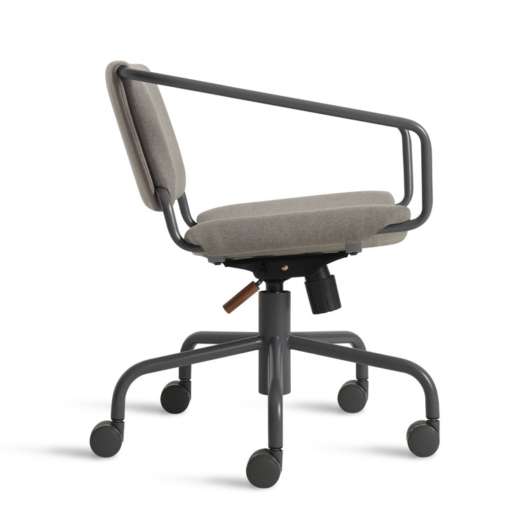 Gingrich Charcoal Swivel Daily Task Chair with Powder-Coated Steel Base