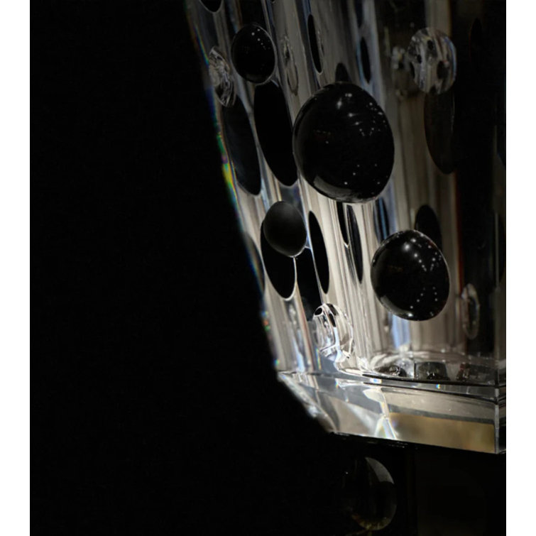 Handcrafted Black and Clear Crystal Decorative Table Vase