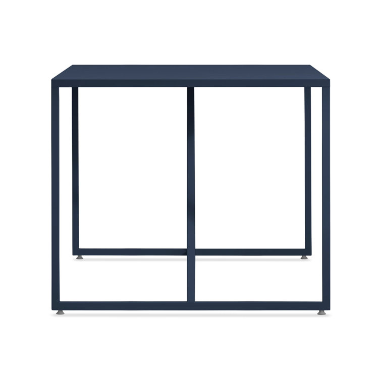 Navy Blue 75" Mid-Century Modern Dining Table with Metal Frame