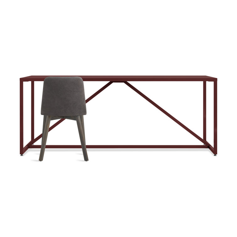 Oxblood Metal Frame Dining Table with Wood Top, 75" Length