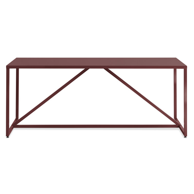 Oxblood Metal Frame Dining Table with Wood Top, 75" Length