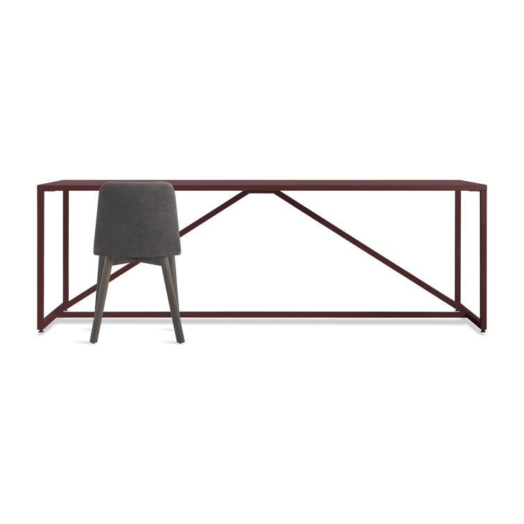 Oxblood Wood and Metal Dining Table, 90" Length