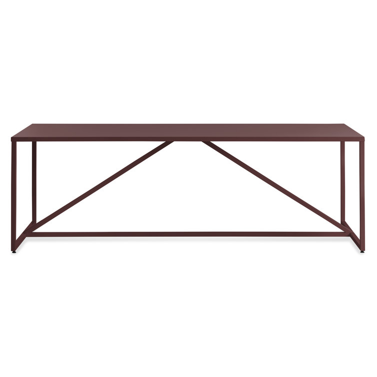 Oxblood Wood and Metal Dining Table, 90" Length