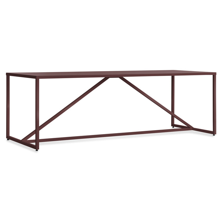 Oxblood Wood and Metal Dining Table, 90" Length